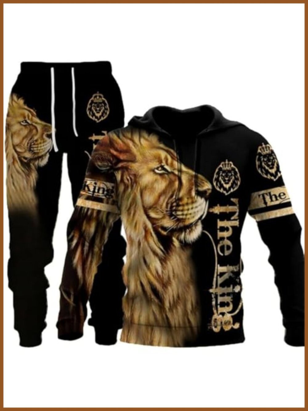 Men's 2-Piece Wolf Lion 3D Print Hoodie & Jogger Sweatsuit Set Polyester